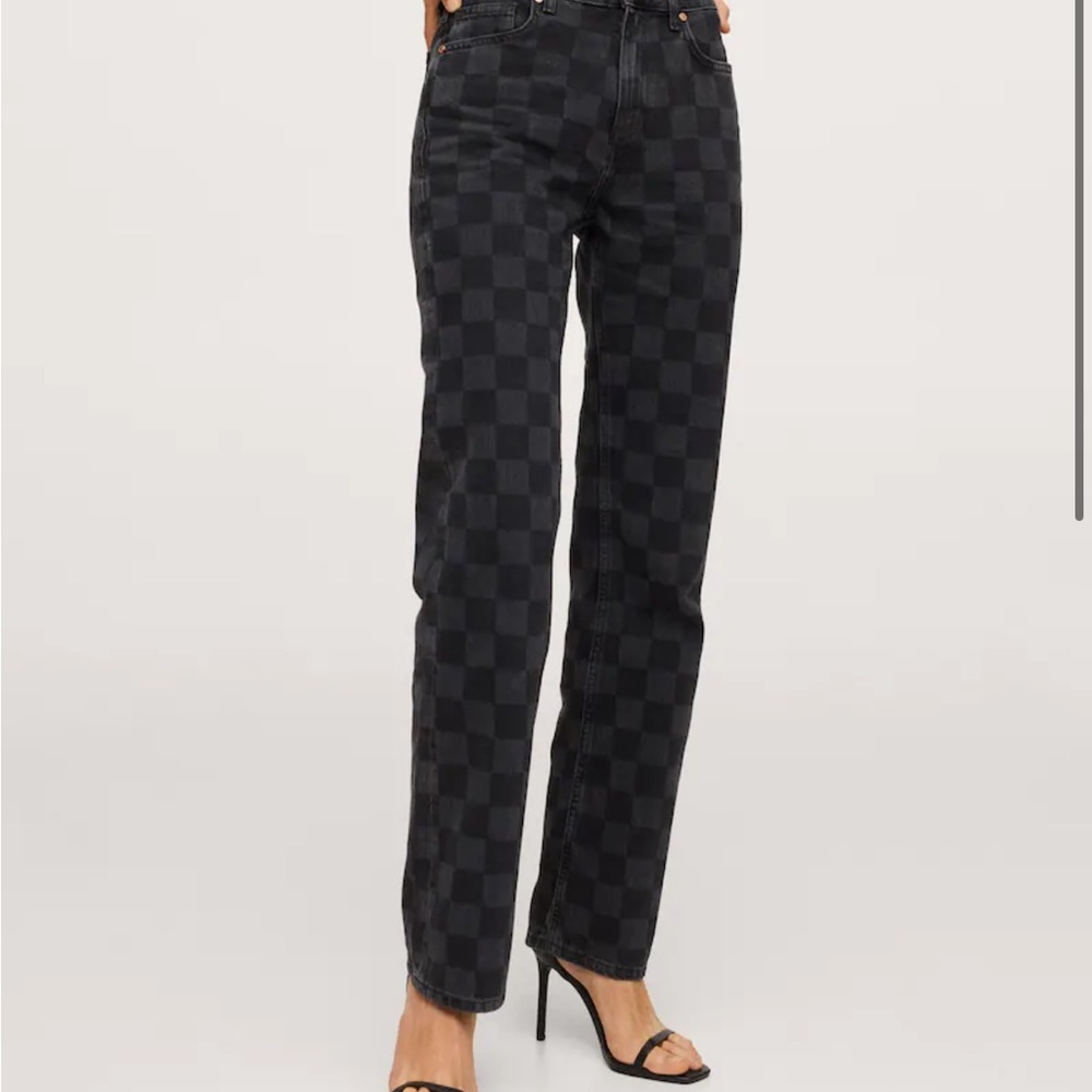 Mango straight check jeans